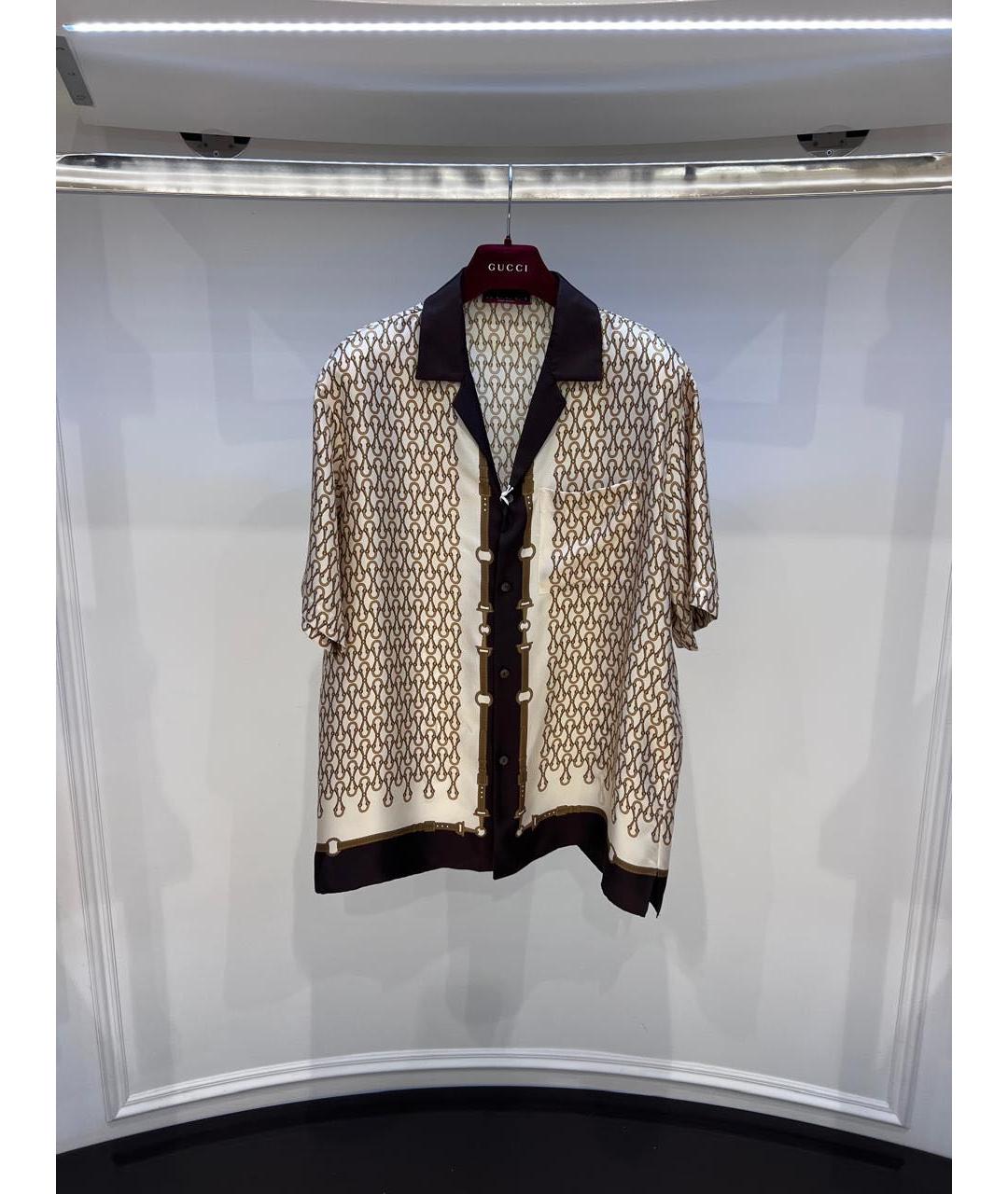 GUCCI Бежевая шелковая кэжуал рубашка, фото 2