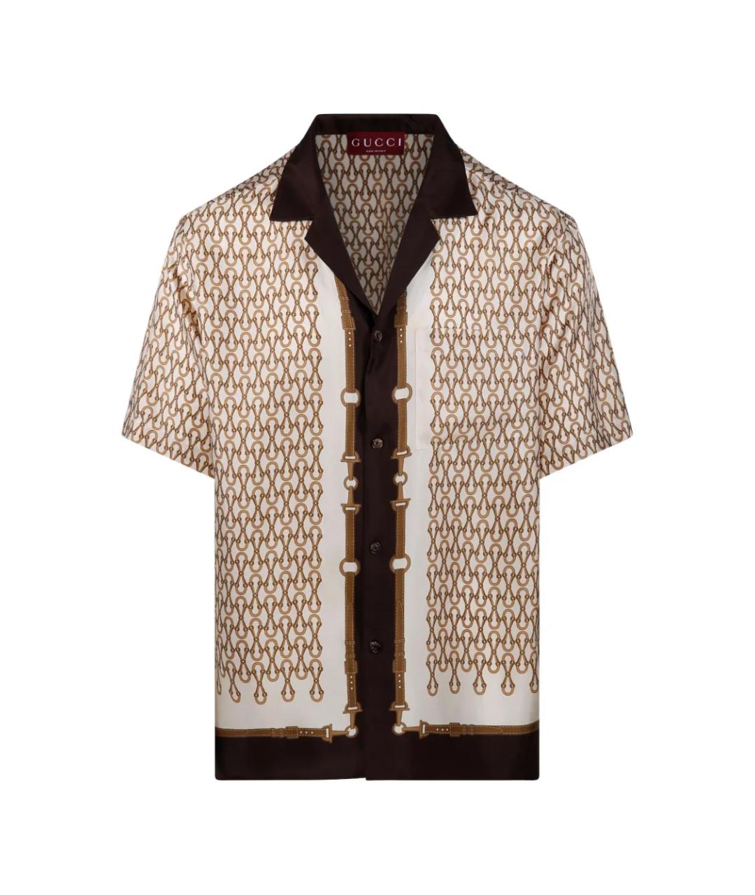 GUCCI Бежевая шелковая кэжуал рубашка, фото 1