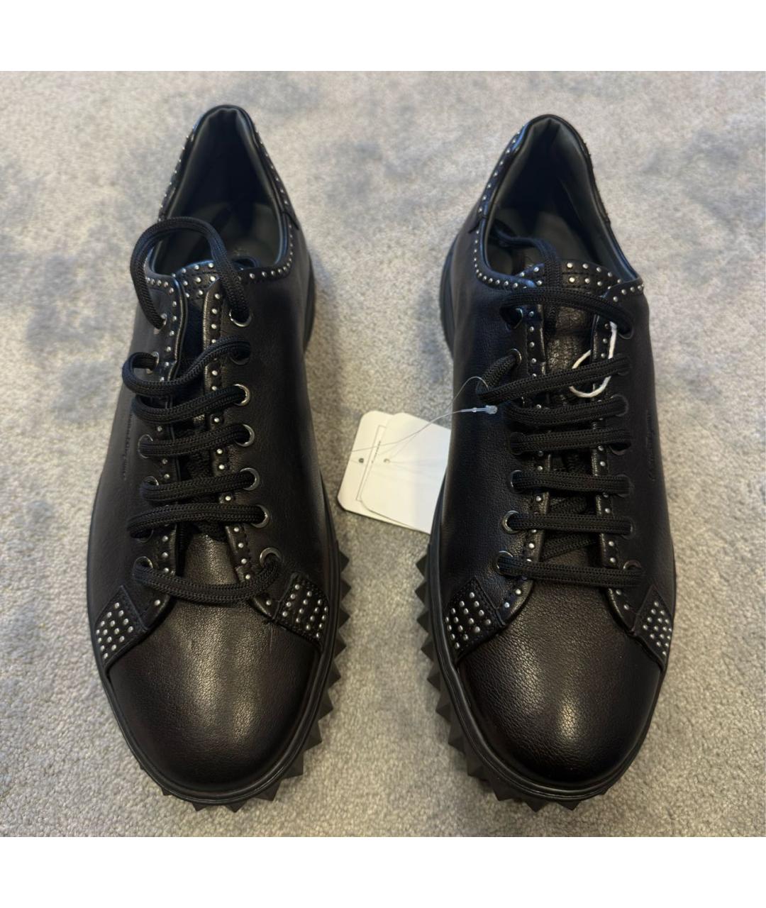 FERRAGAMO Черные кожаные низкие кроссовки / кеды, фото 2