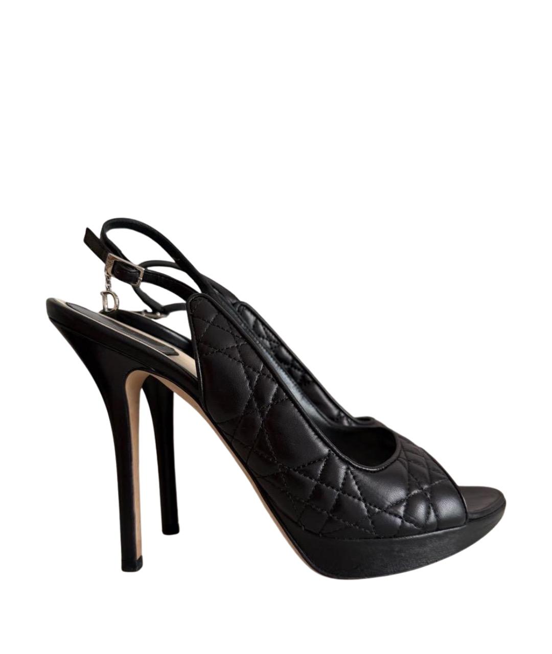 CHRISTIAN DIOR Черные кожаные босоножки, фото 1