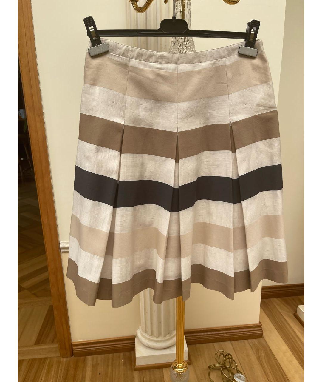 WEEKEND MAX MARA Бежевая льняная юбка миди, фото 7