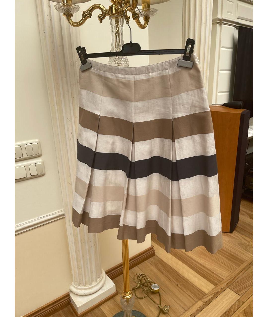 WEEKEND MAX MARA Бежевая льняная юбка миди, фото 2