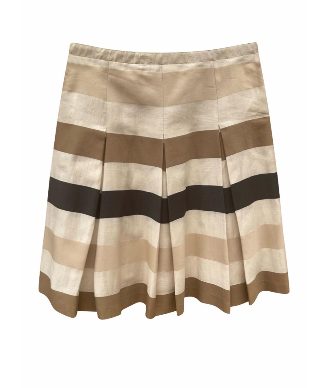 WEEKEND MAX MARA Бежевая льняная юбка миди, фото 1