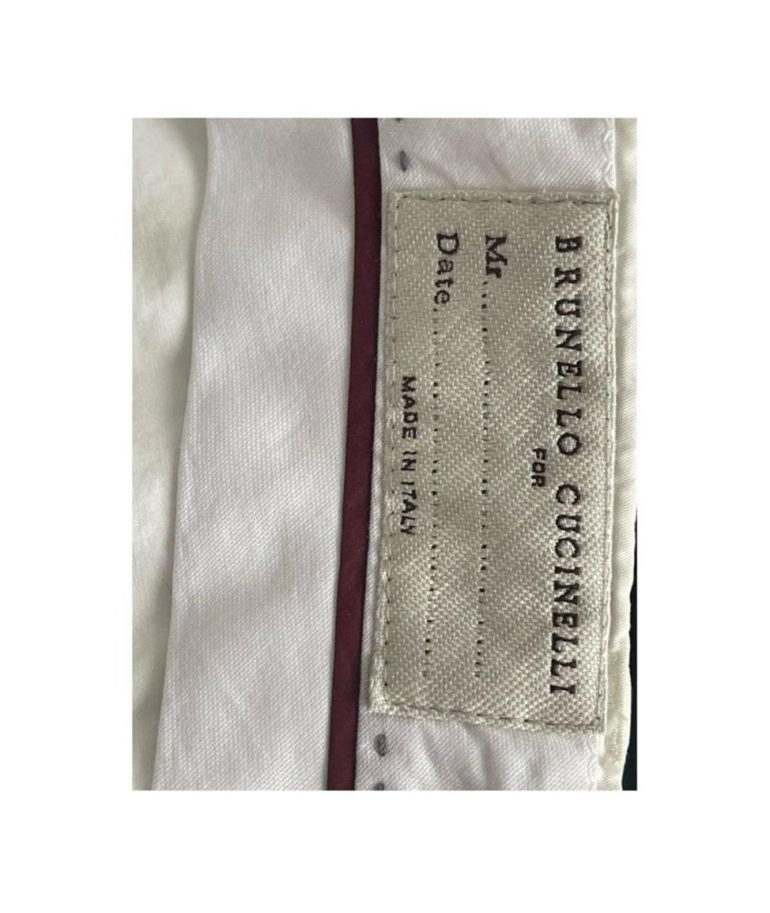 BRUNELLO CUCINELLI Белые хлопковые повседневные брюки, фото 4