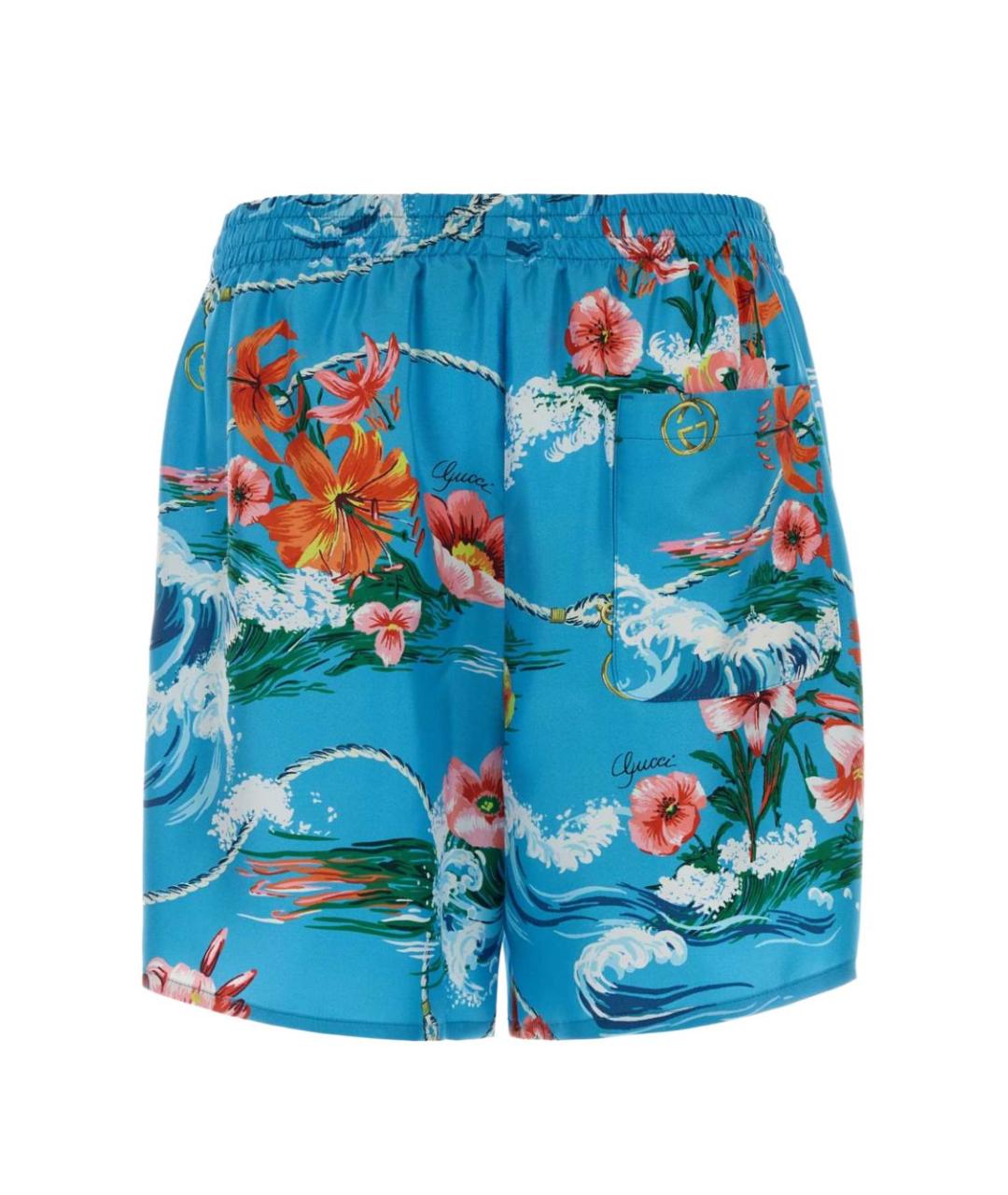 GUCCI Голубые шелковые шорты, фото 2