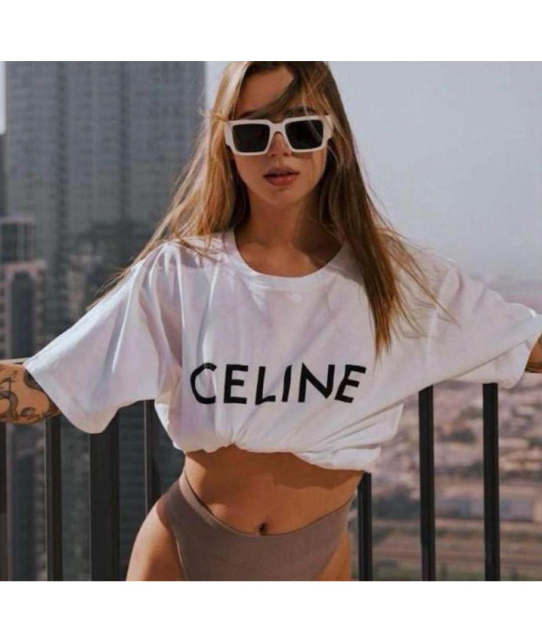 CELINE Белая хлопковая футболка, фото 5