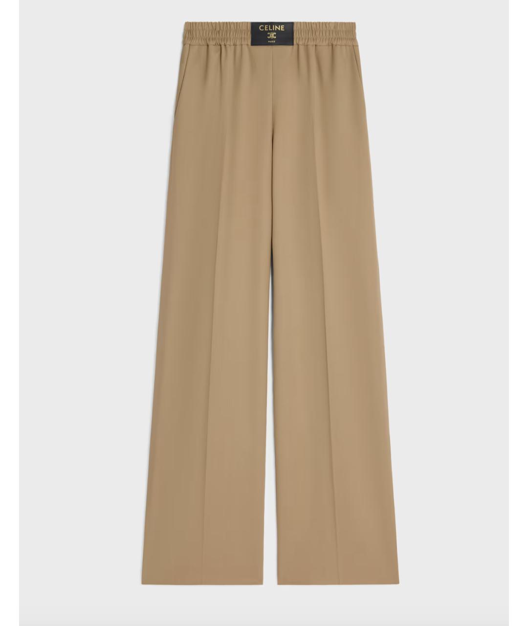 CELINE Бежевые шерстяные прямые брюки, фото 4