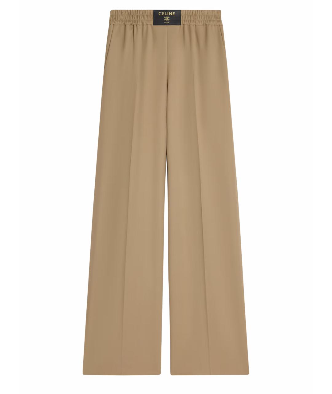CELINE Бежевые шерстяные прямые брюки, фото 1