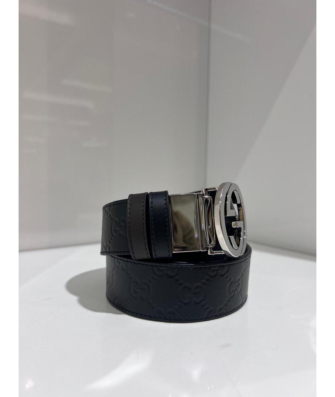 GUCCI Черный кожаный ремень, фото 3