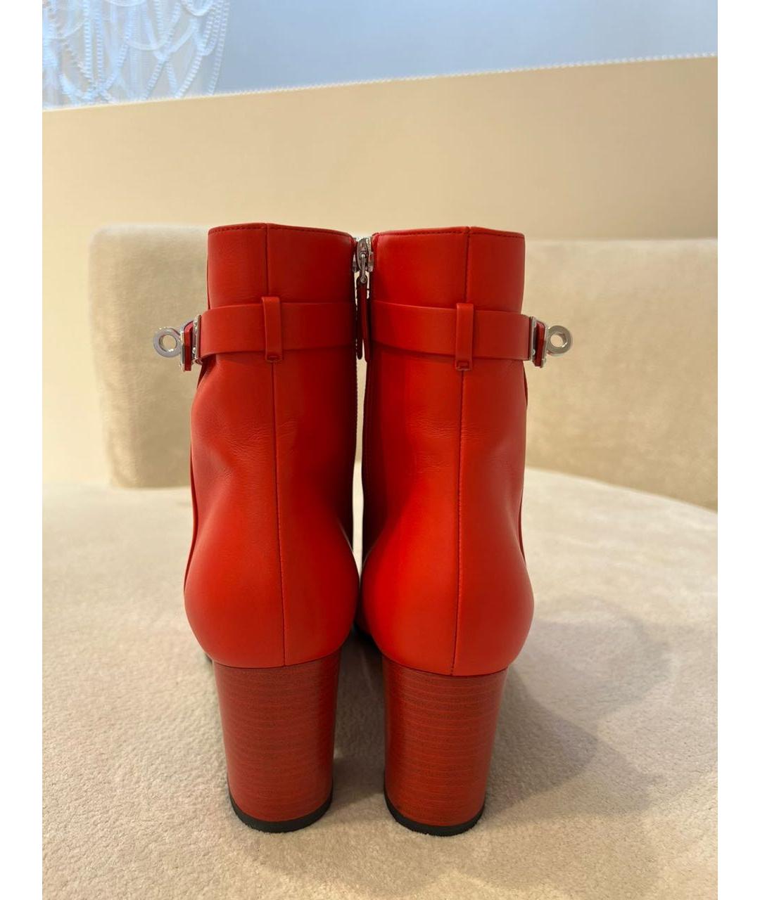 HERMES Красные кожаные полусапоги, фото 4