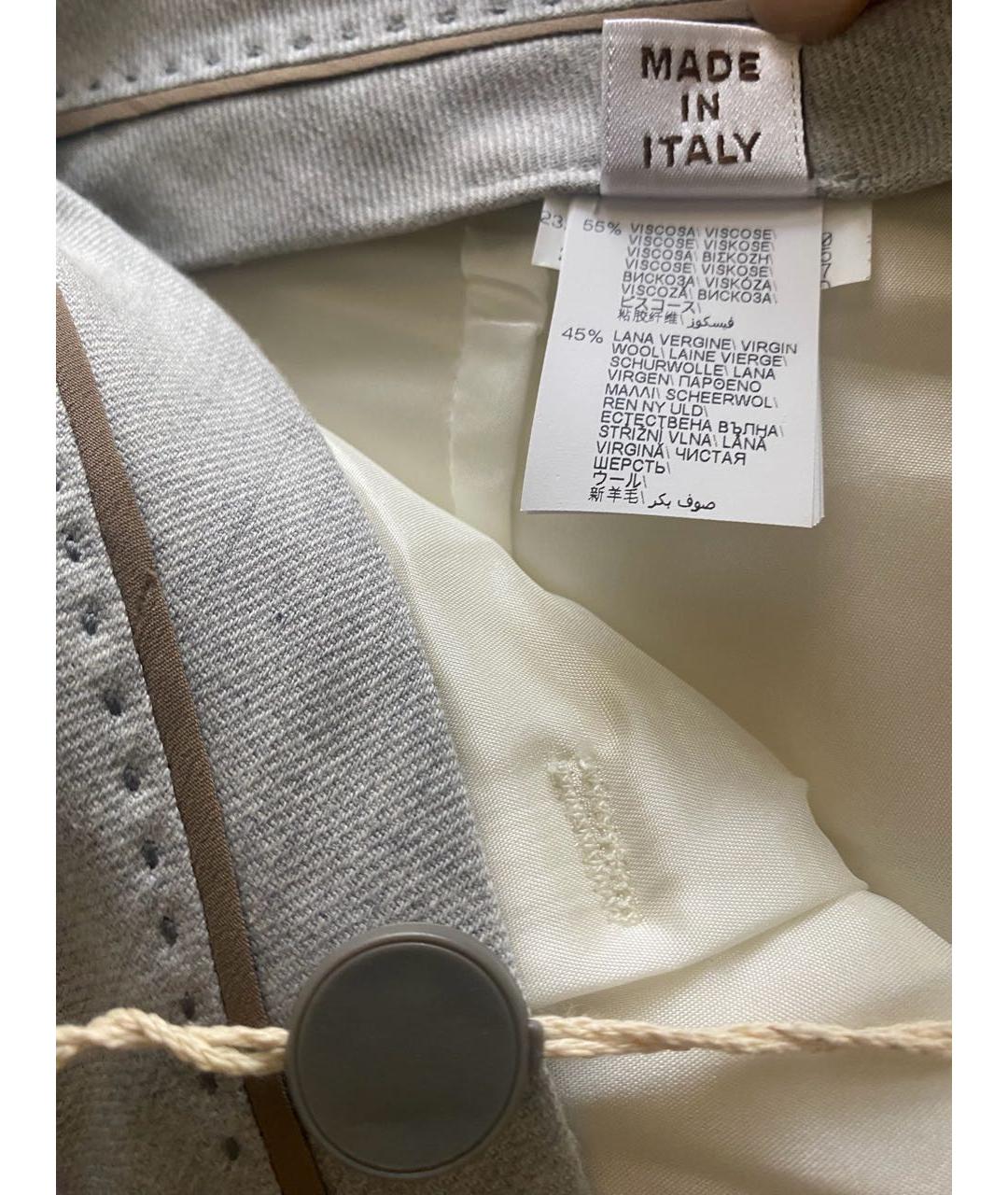 BRUNELLO CUCINELLI Белые вискозные прямые брюки, фото 5