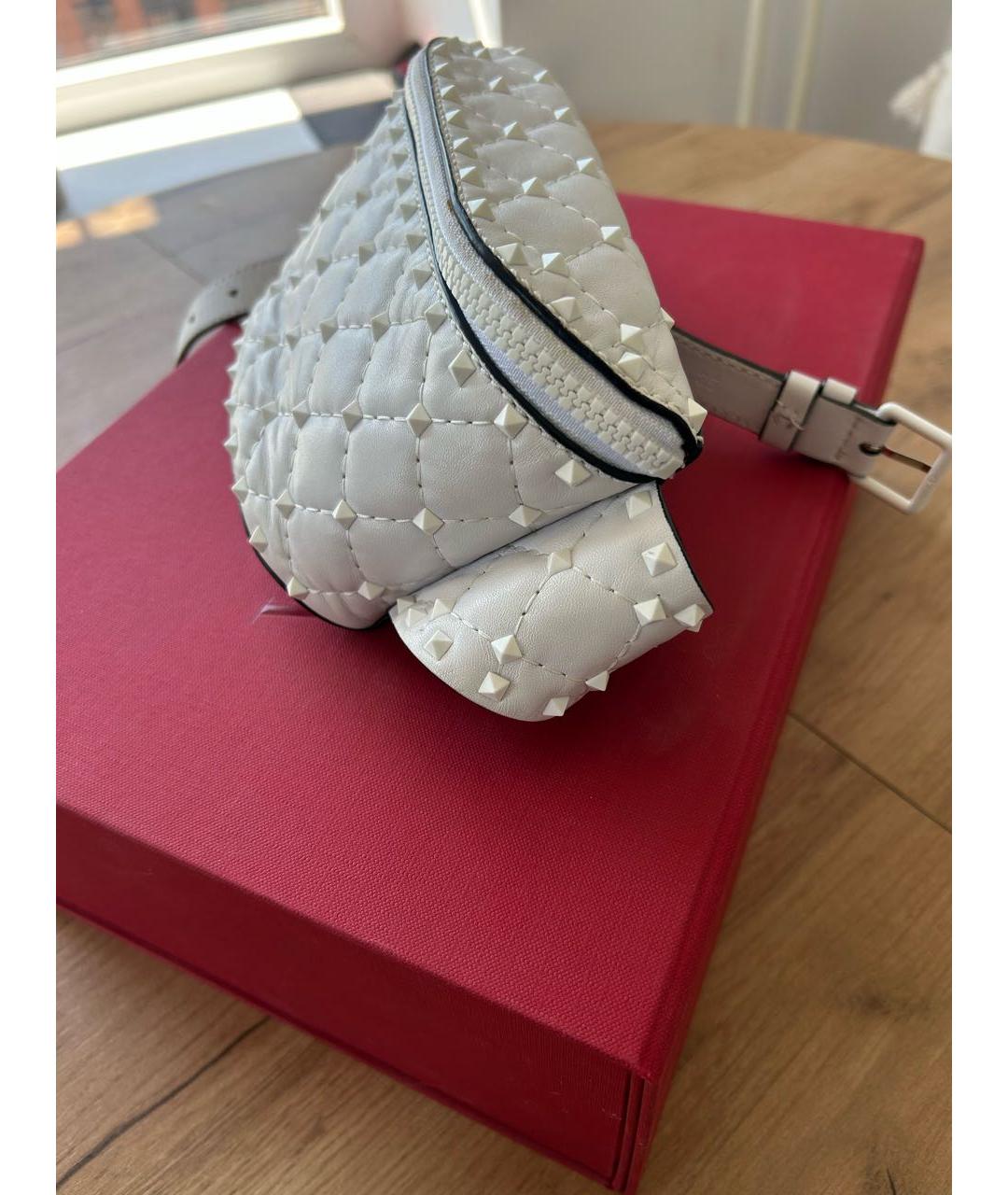 VALENTINO Белая кожаная поясная сумка, фото 2