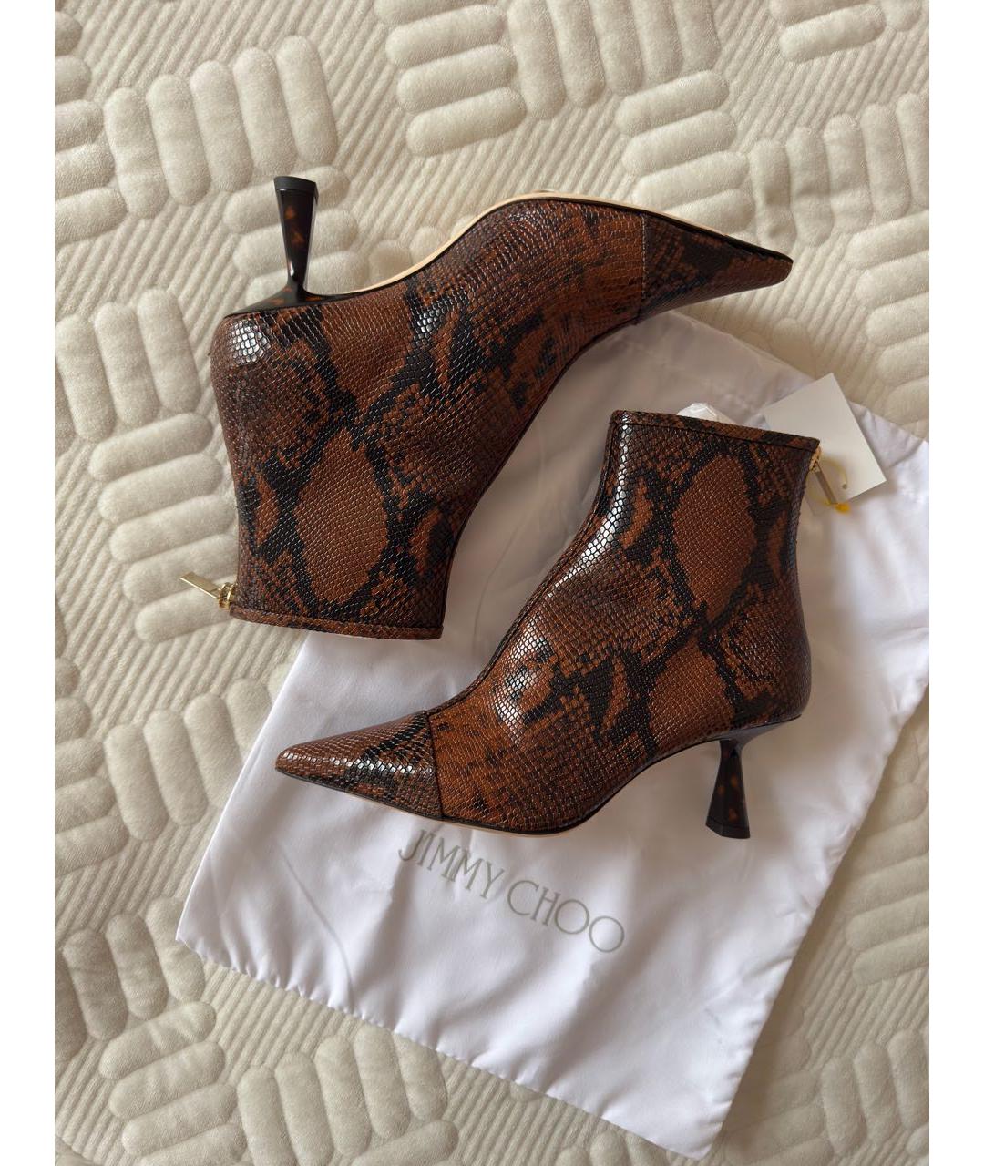 JIMMY CHOO Коричневые кожаные ботильоны, фото 3