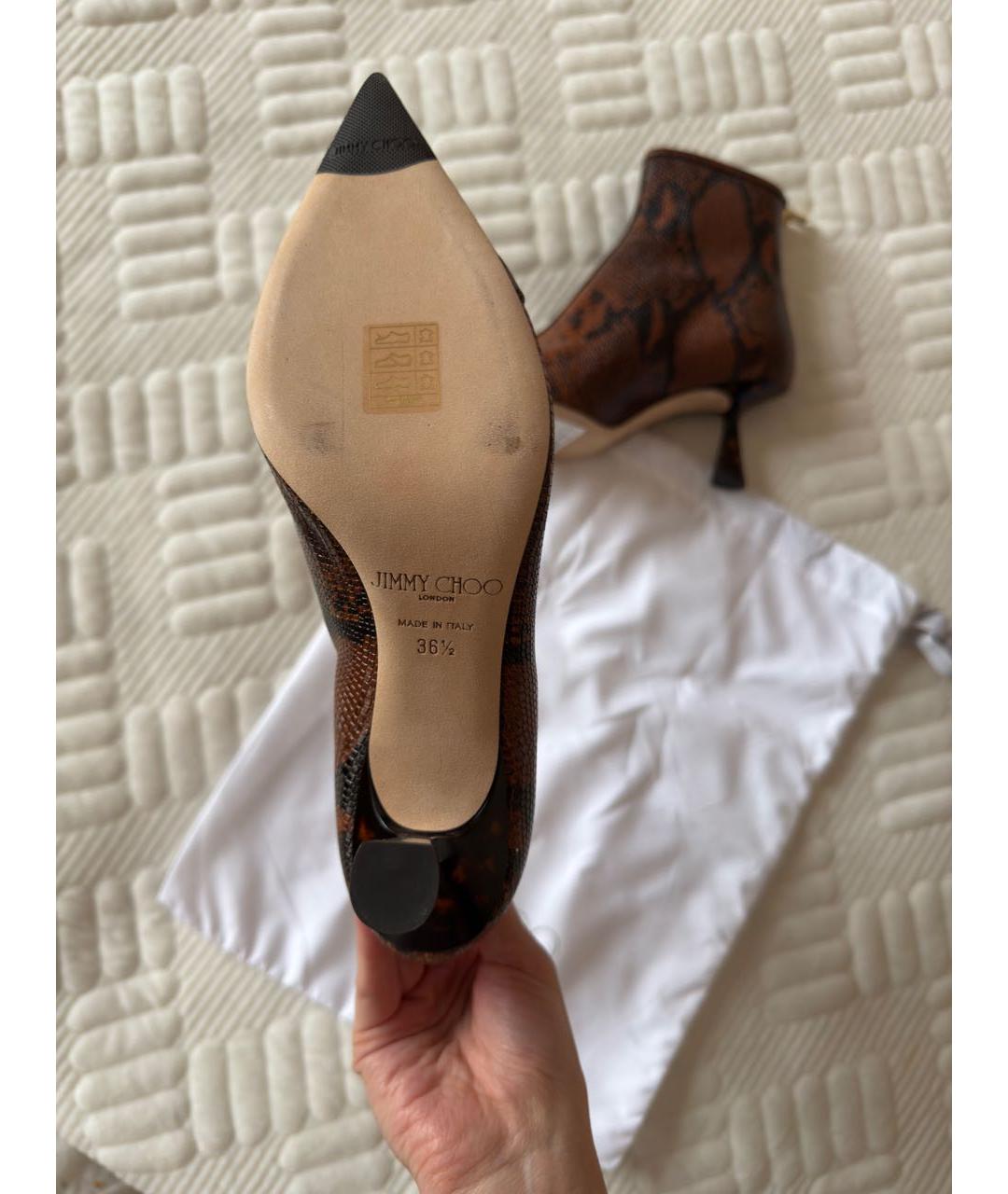 JIMMY CHOO Коричневые кожаные ботильоны, фото 5