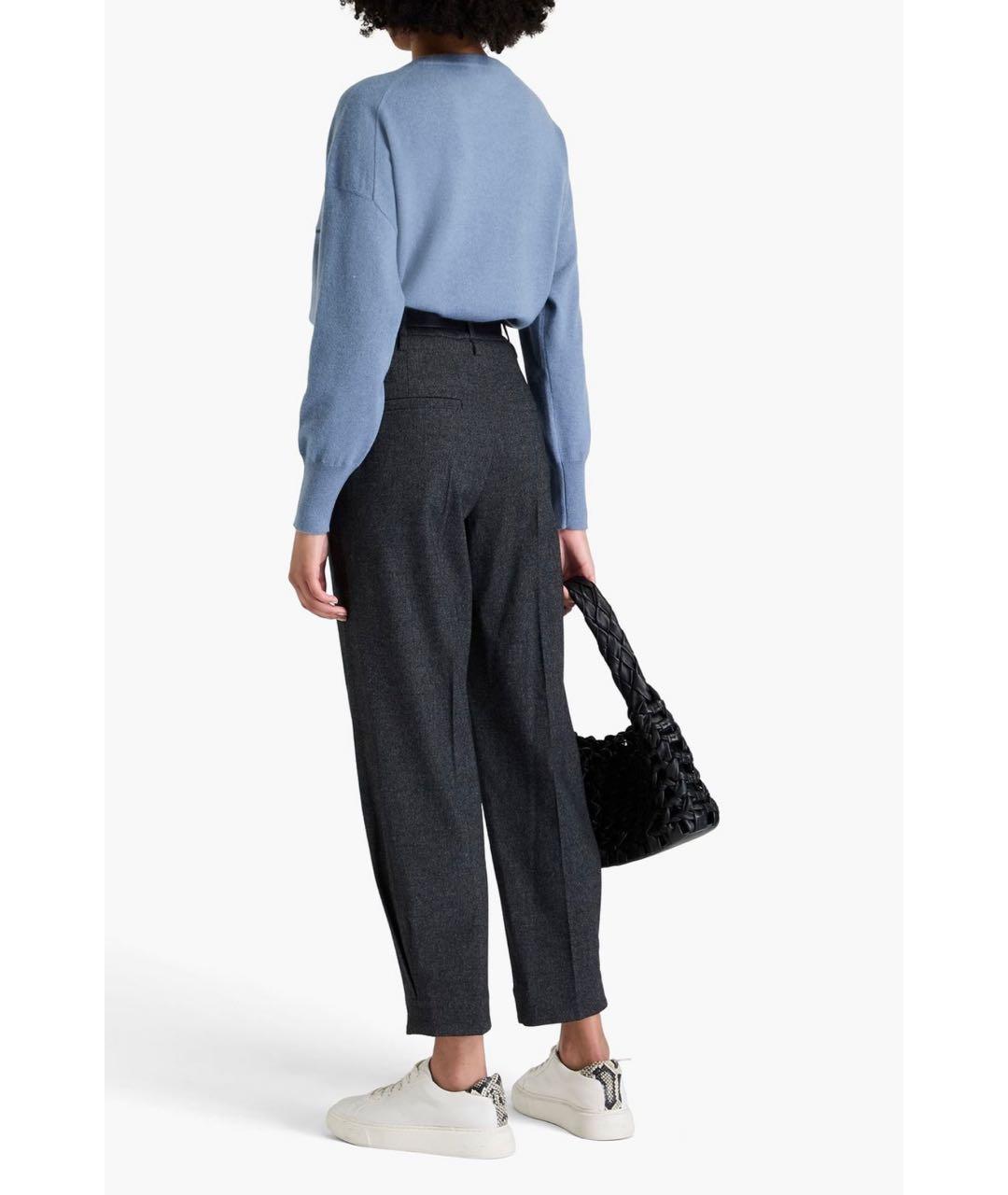 BRUNELLO CUCINELLI Антрацитовые шерстяные прямые брюки, фото 2