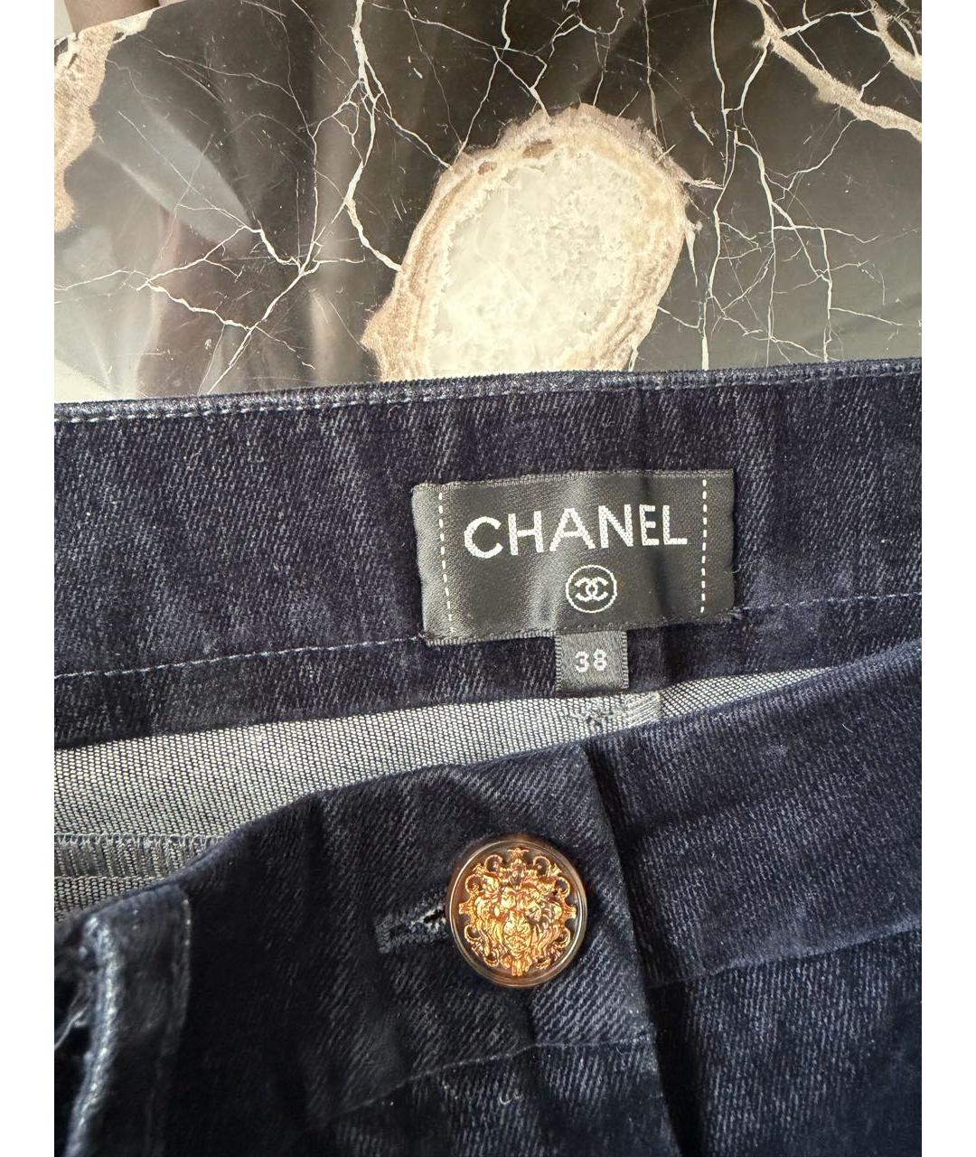 CHANEL Темно-синие хлопковые прямые джинсы, фото 6