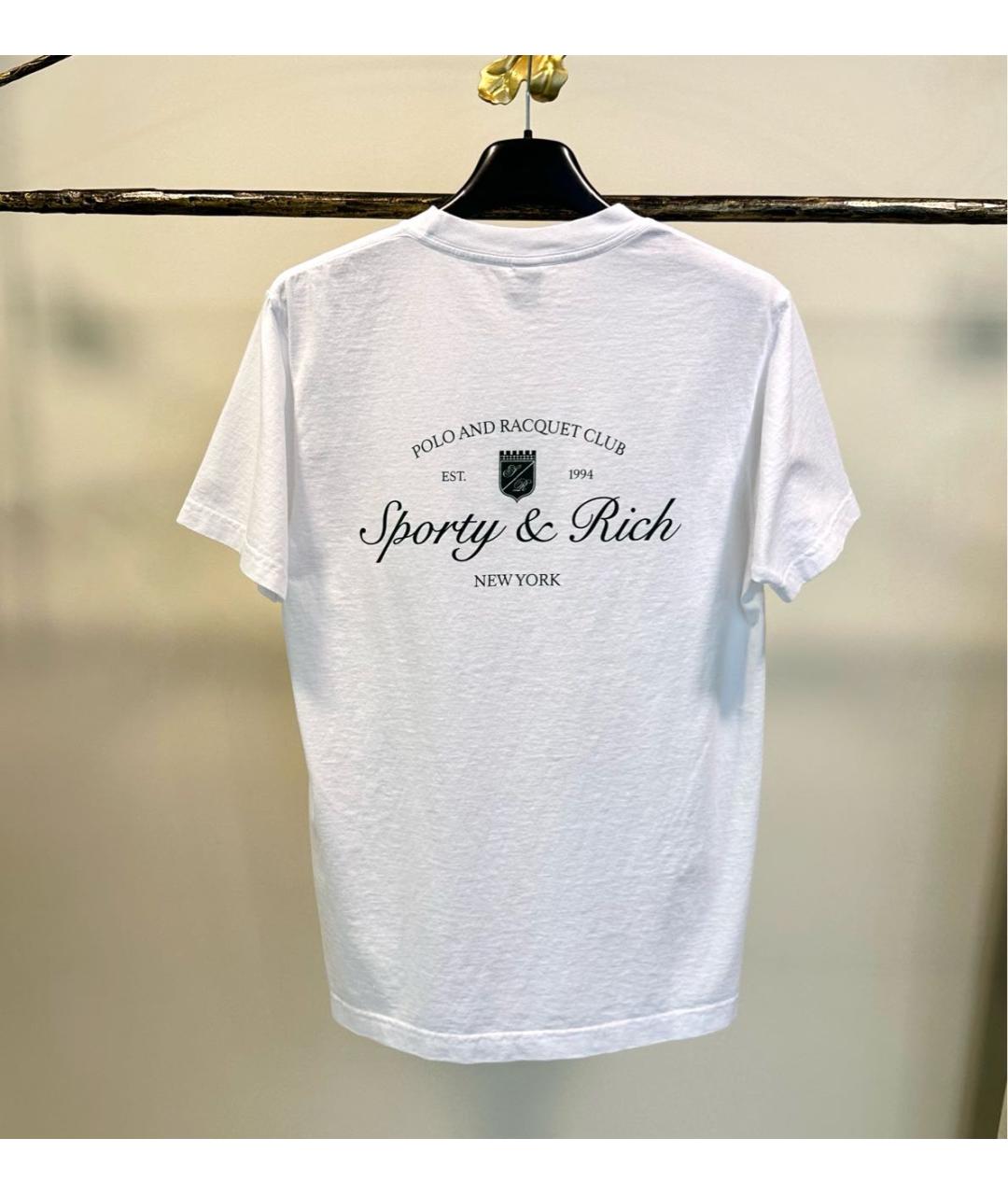 SPORTY AND RICH Белая хлопковая футболка, фото 2