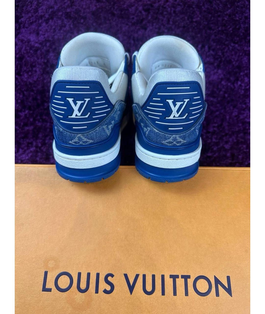 LOUIS VUITTON Синие кожаные высокие кроссовки / кеды, фото 3