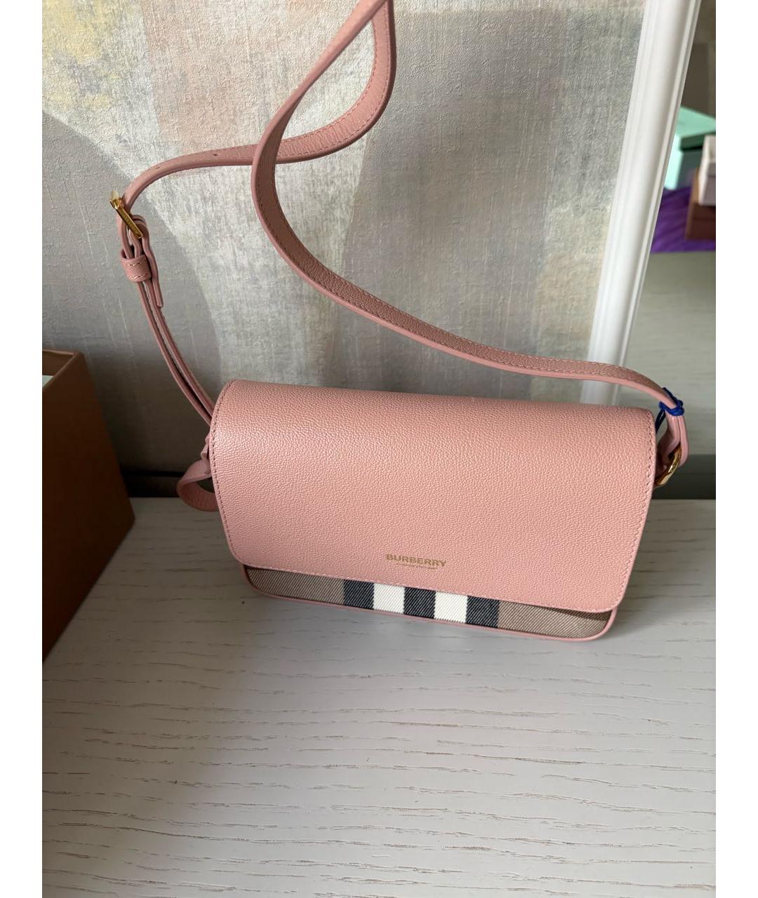 BURBERRY Розовая кожаная сумка через плечо, фото 6