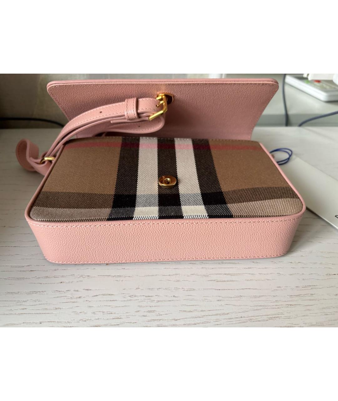 BURBERRY Розовая кожаная сумка через плечо, фото 3