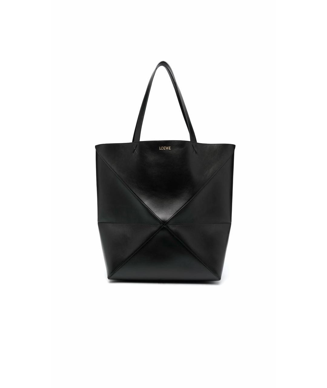 LOEWE Черная кожаная сумка тоут, фото 6