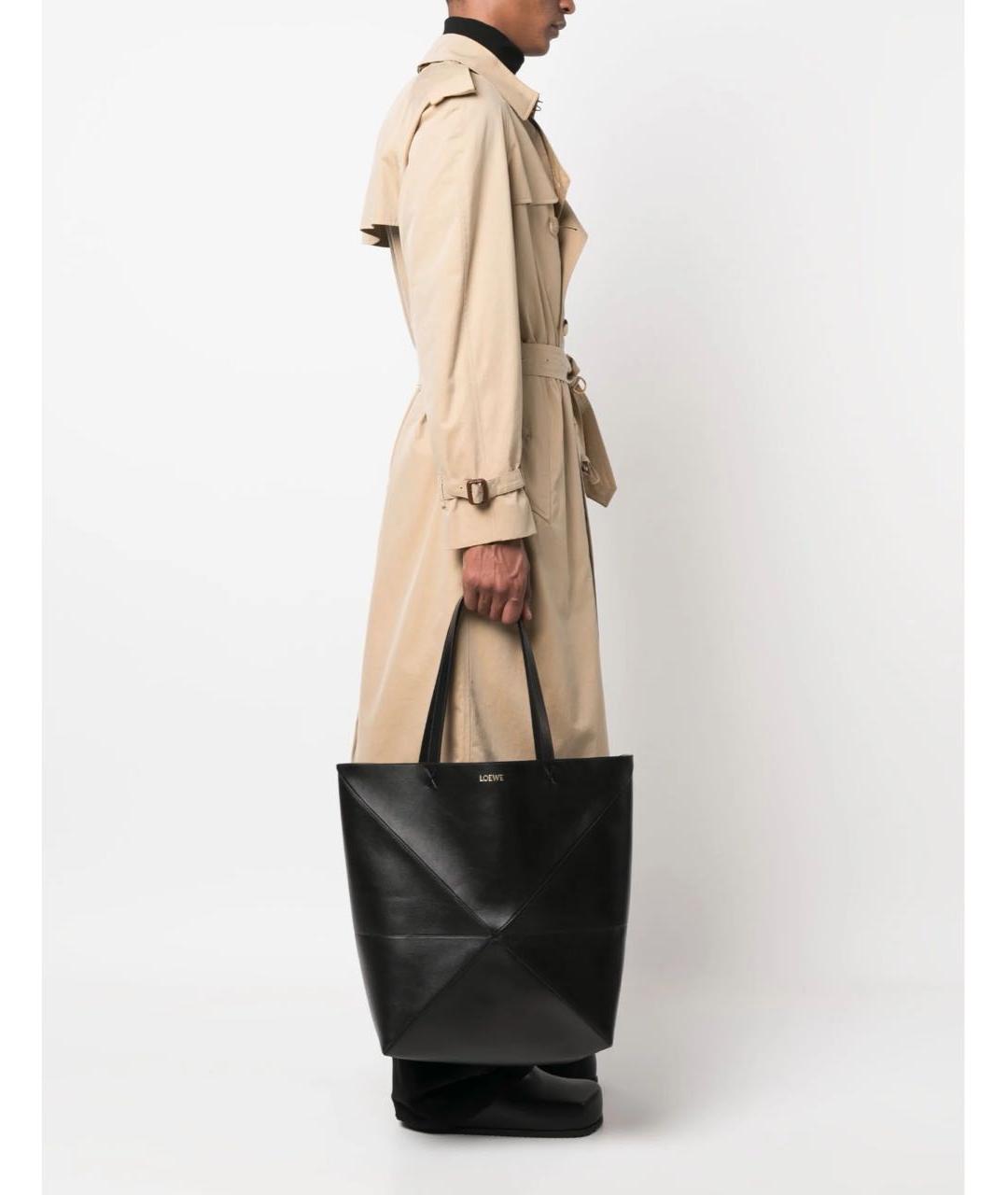 LOEWE Черная кожаная сумка тоут, фото 2