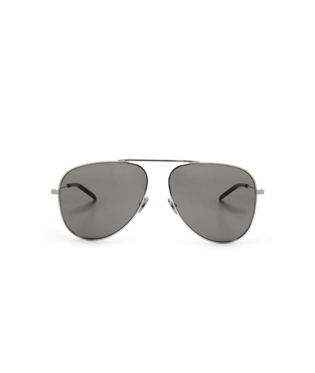 SAINT LAURENT Серые металлические солнцезащитные очки, фото 1