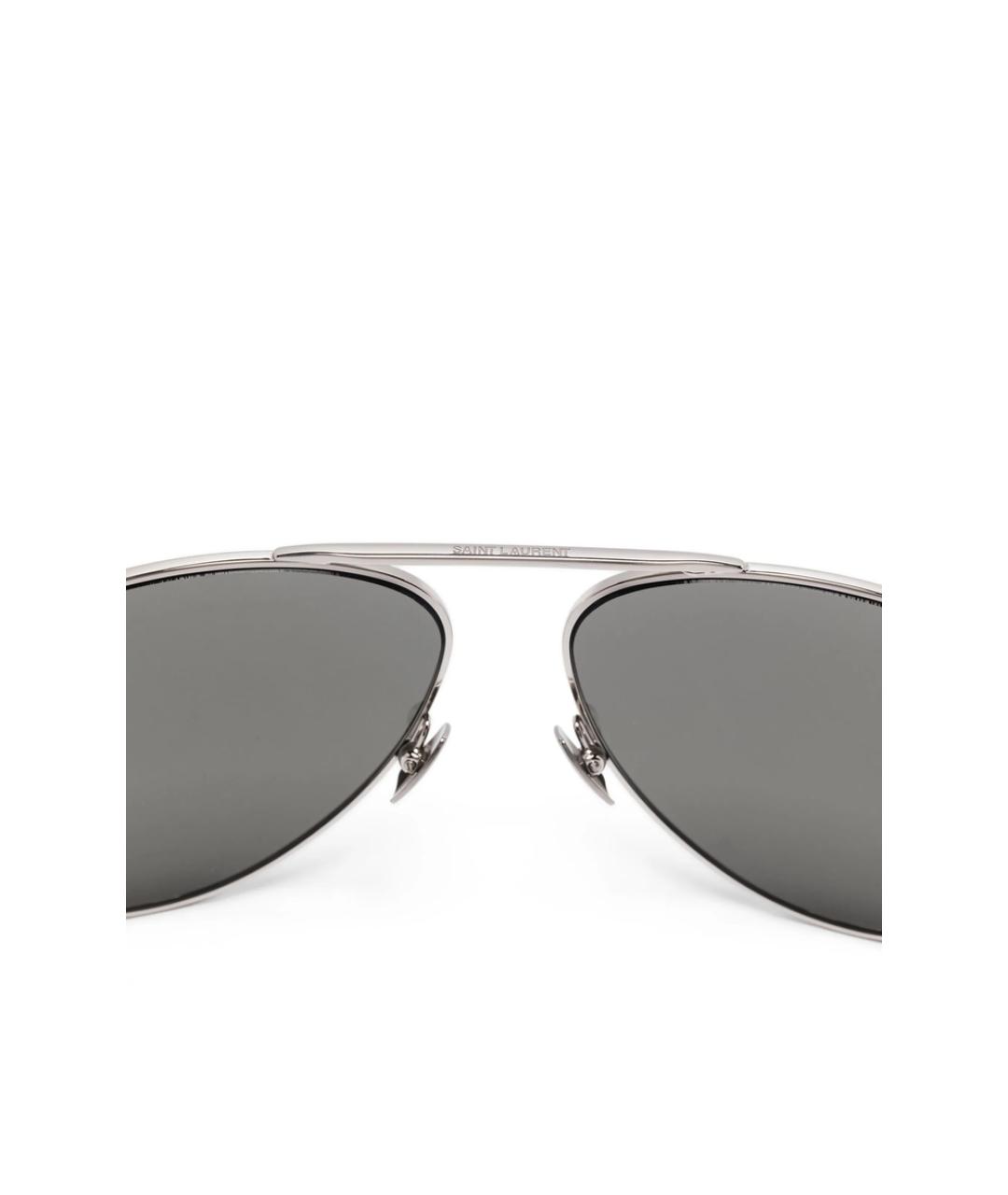 SAINT LAURENT Серые металлические солнцезащитные очки, фото 2