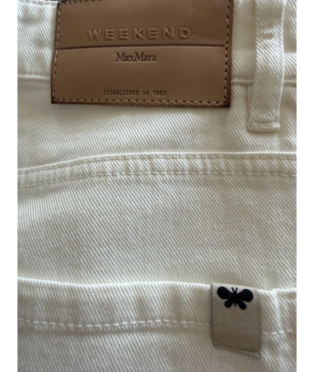 WEEKEND MAX MARA Белые хлопко-эластановые джинсы клеш, фото 4