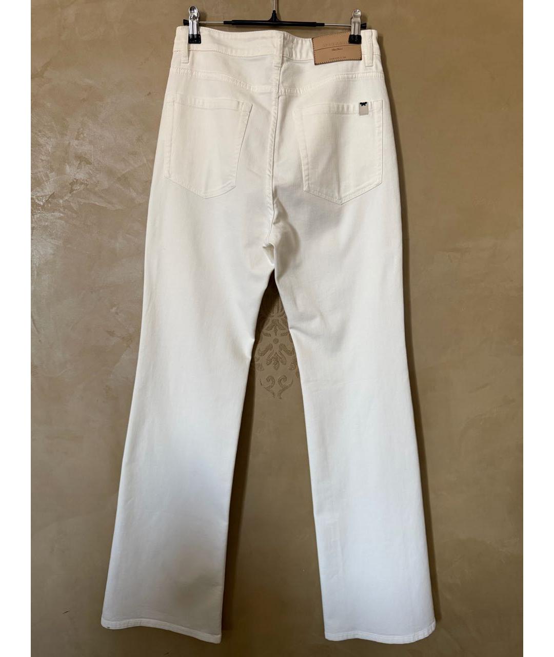 WEEKEND MAX MARA Белые хлопко-эластановые джинсы клеш, фото 2