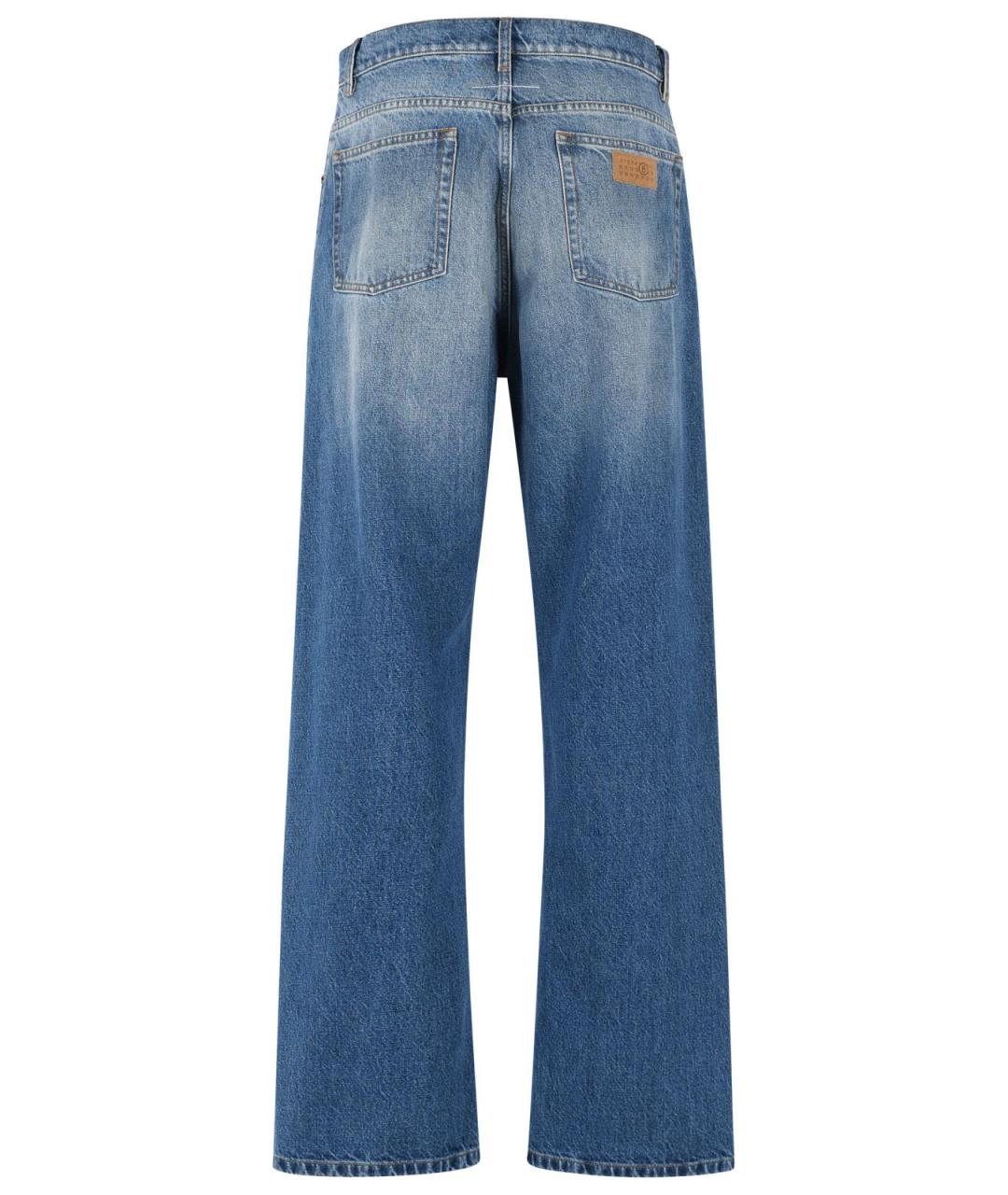 MM6 MAISON MARGIELA Голубые хлопковые прямые джинсы, фото 3