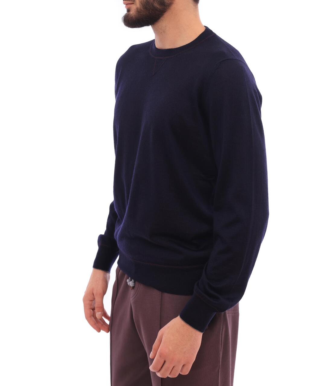 BRUNELLO CUCINELLI Темно-синий кашемировый джемпер / свитер, фото 5