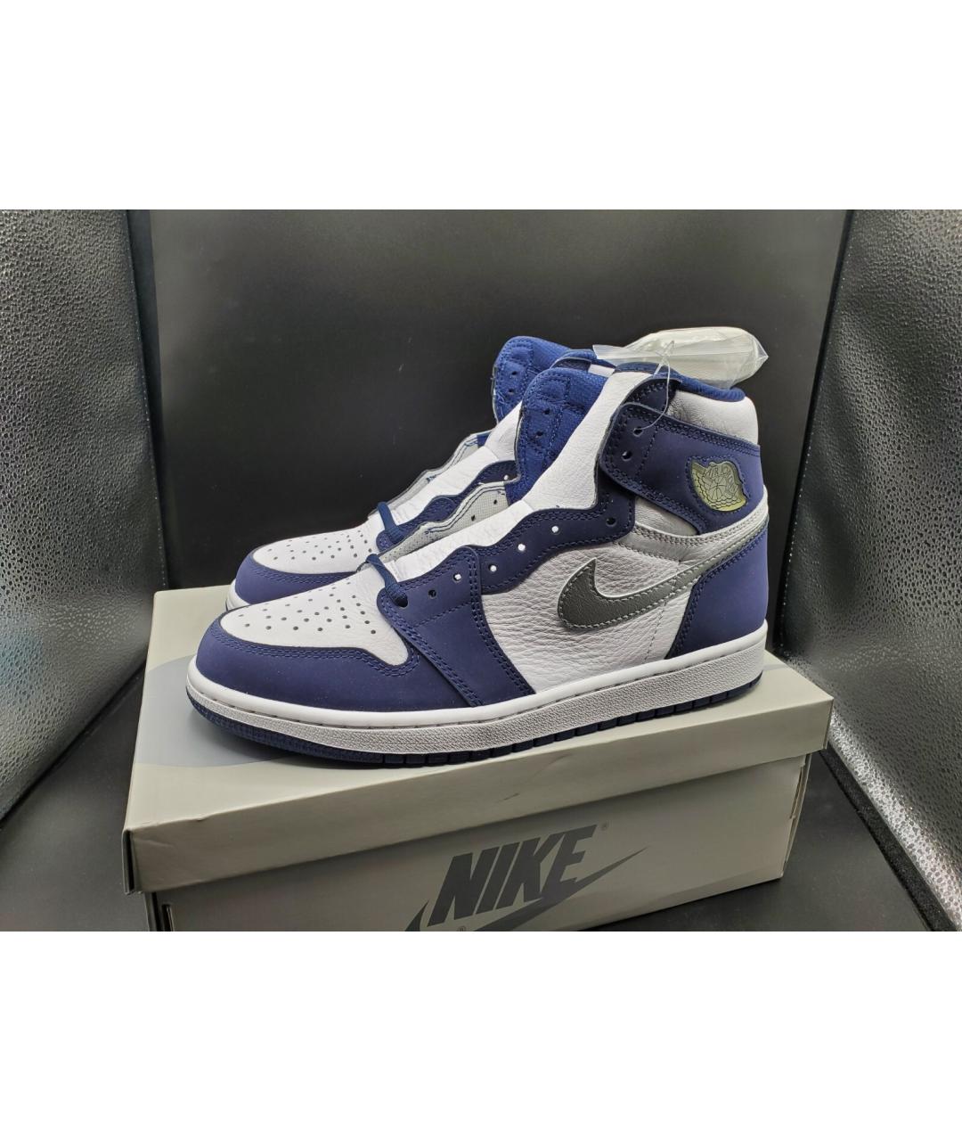 NIKE Темно-синие кожаные высокие кроссовки / кеды, фото 2