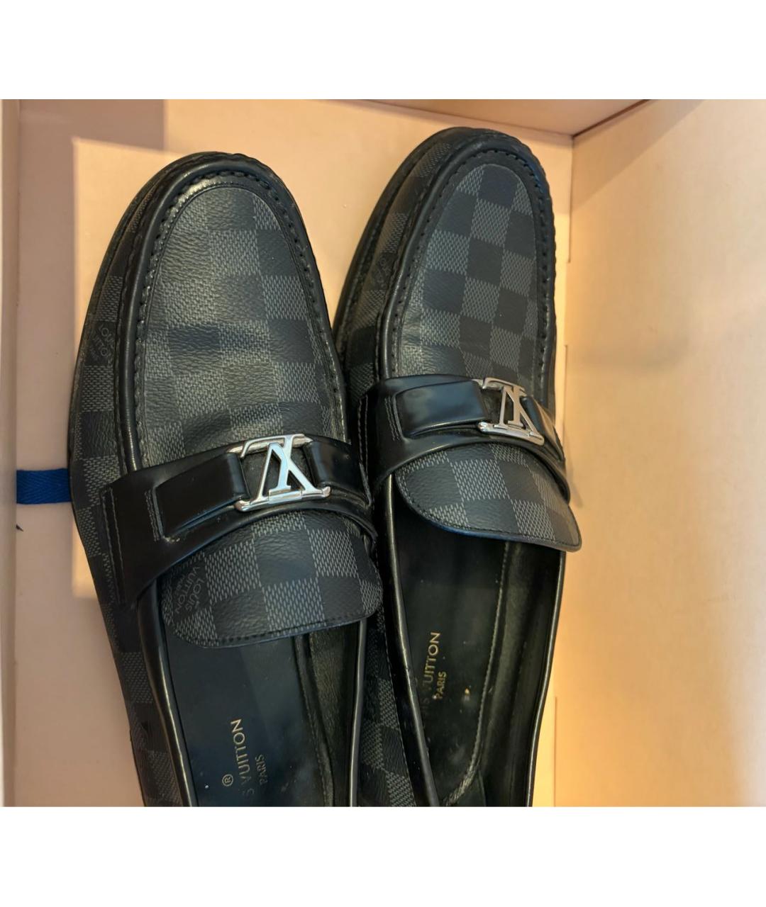 LOUIS VUITTON Темно-синие кожаные лоферы, фото 3