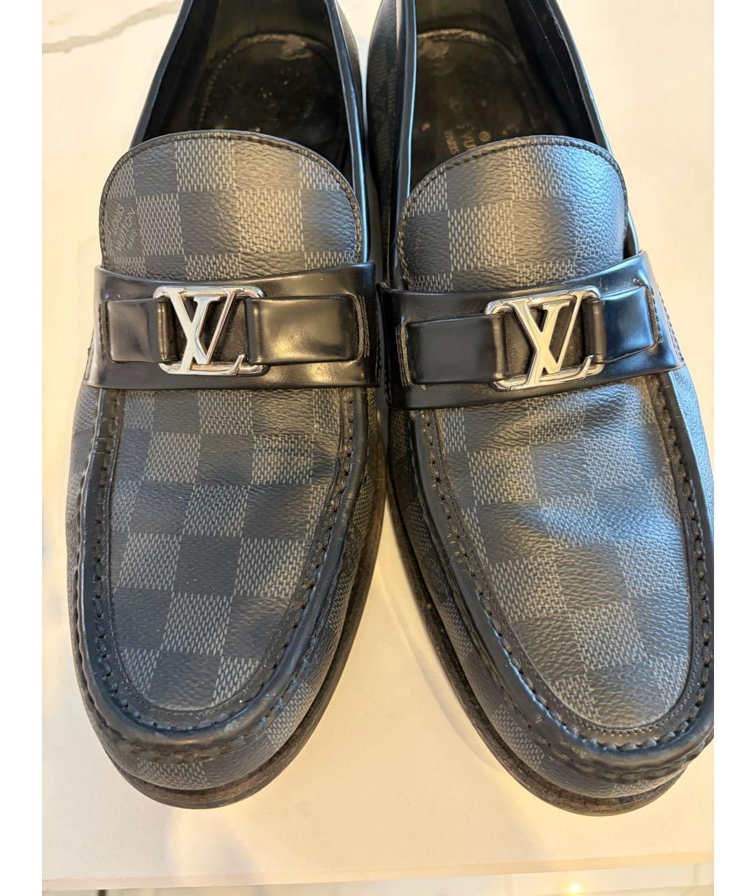 LOUIS VUITTON Темно-синие кожаные лоферы, фото 2