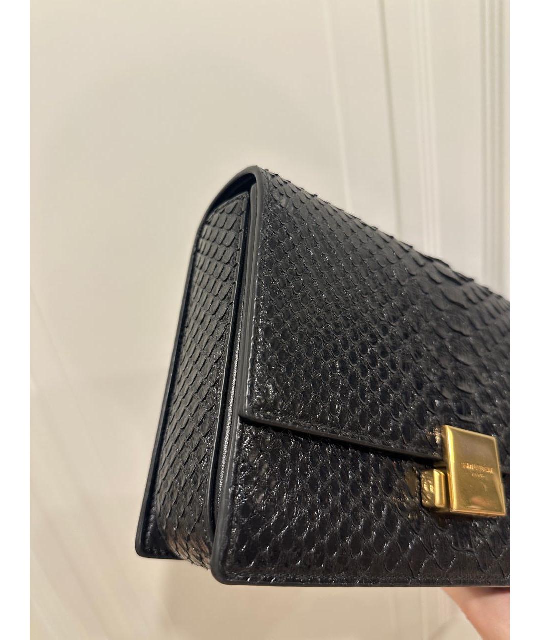 SAINT LAURENT Черная сумка через плечо из экзотической кожи, фото 5