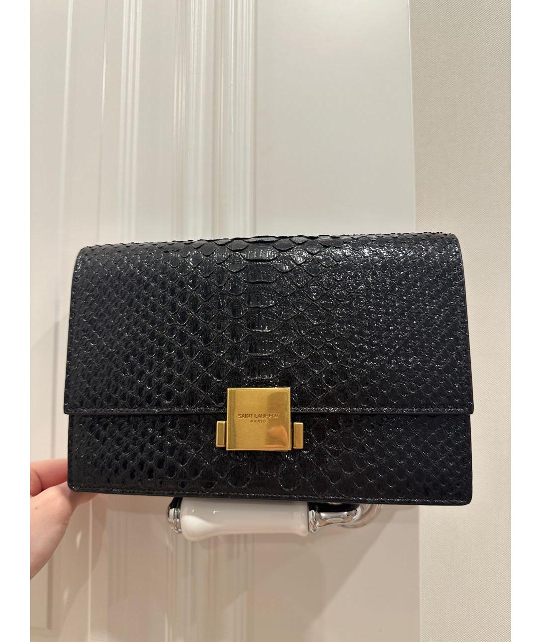 SAINT LAURENT Черная сумка через плечо из экзотической кожи, фото 7