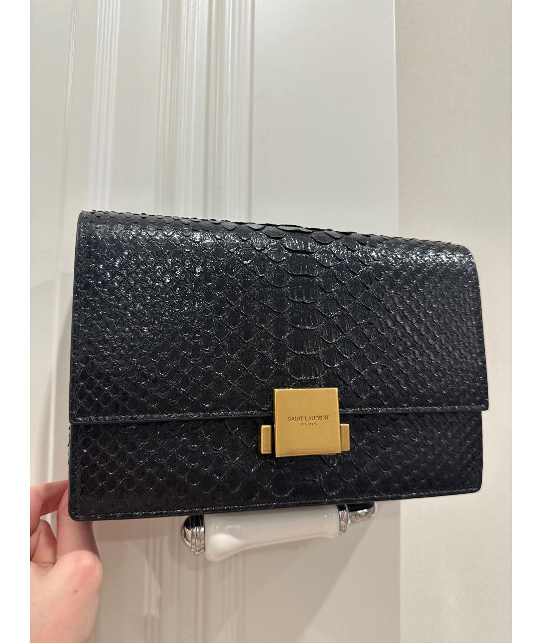 SAINT LAURENT Черная сумка через плечо из экзотической кожи, фото 8