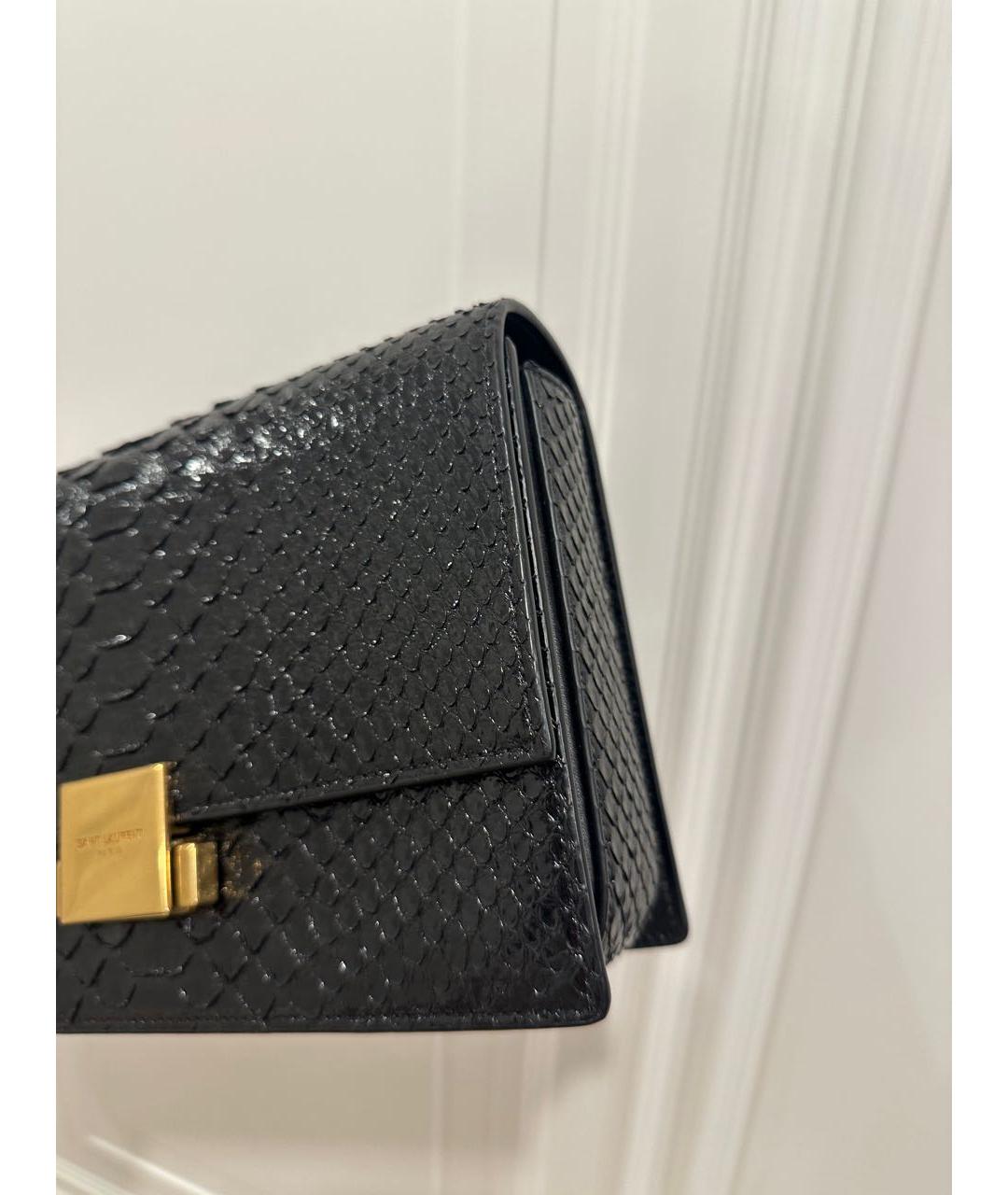 SAINT LAURENT Черная сумка через плечо из экзотической кожи, фото 2