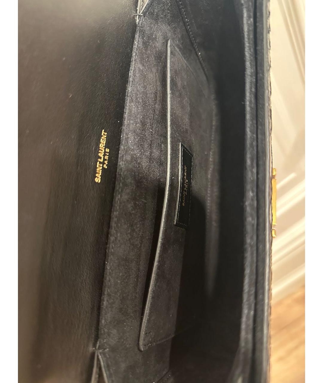 SAINT LAURENT Черная сумка через плечо из экзотической кожи, фото 3