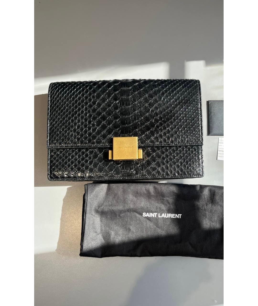 SAINT LAURENT Черная сумка через плечо из экзотической кожи, фото 4