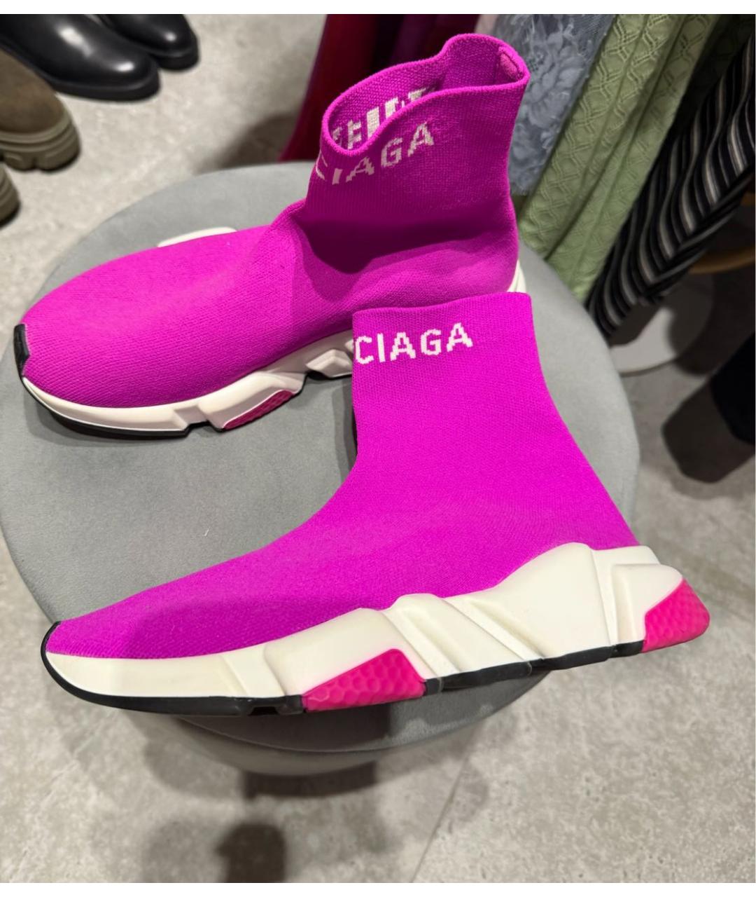 BALENCIAGA Фуксия текстильные кроссовки, фото 5