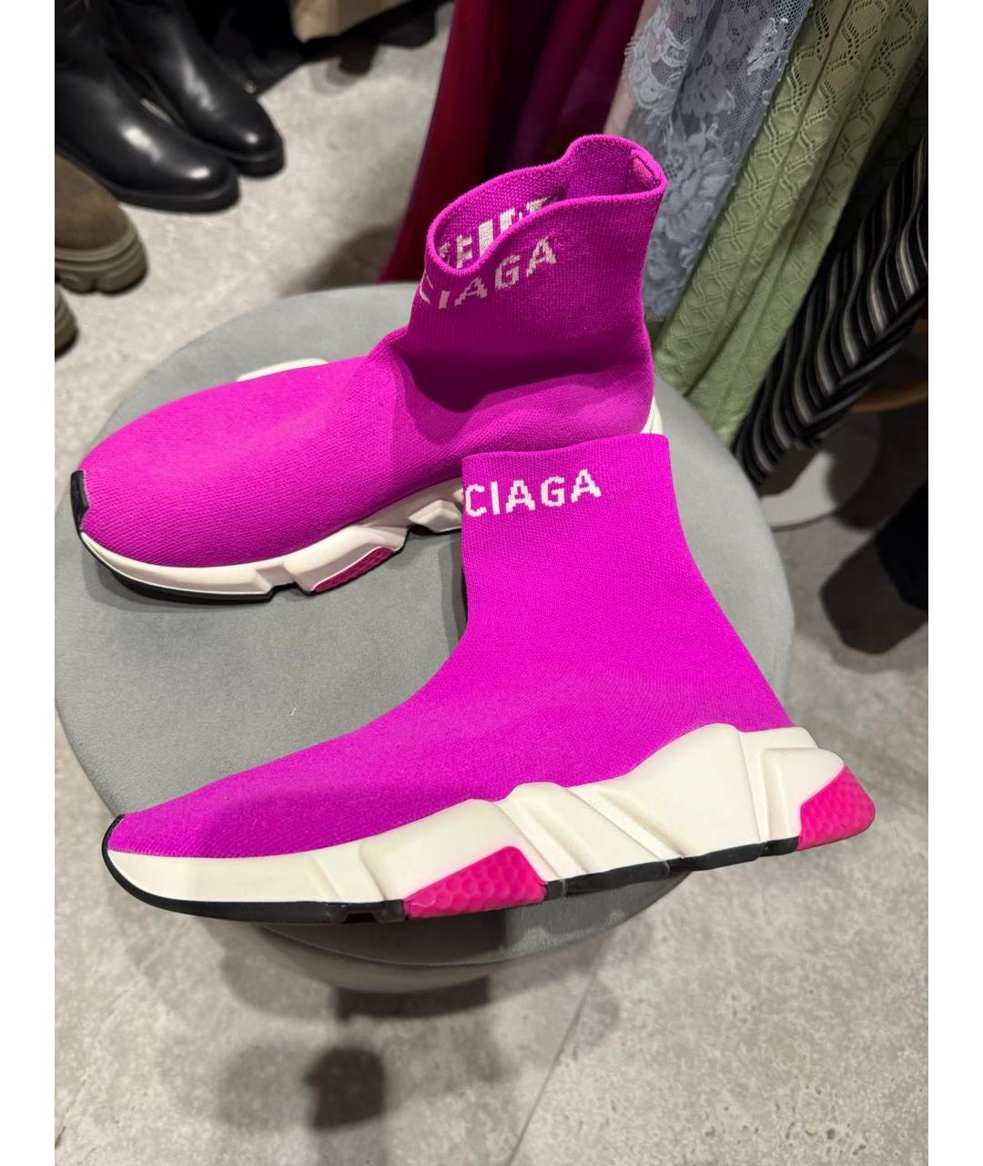 BALENCIAGA Фуксия текстильные кроссовки, фото 6