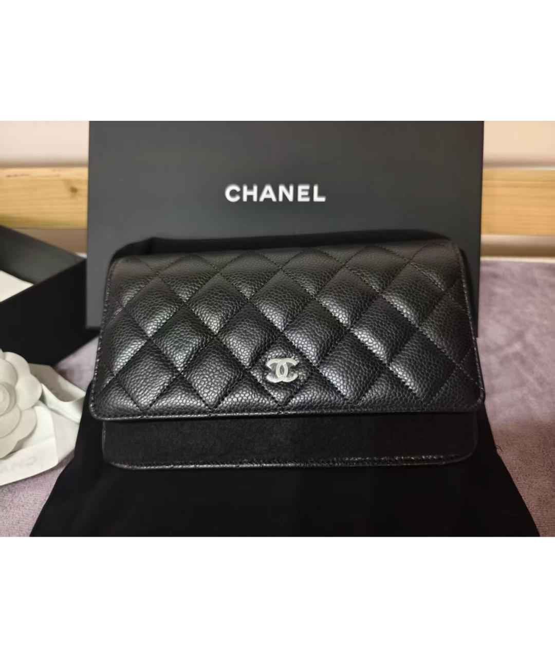 CHANEL Черная кожаная сумка через плечо, фото 8