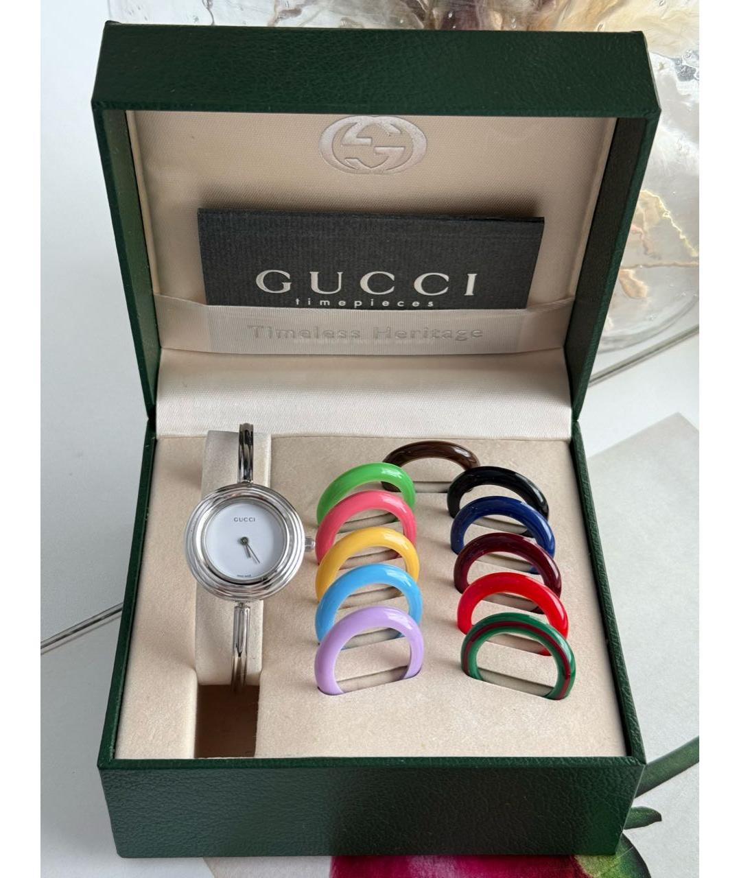 GUCCI Серебряные металлические часы, фото 7