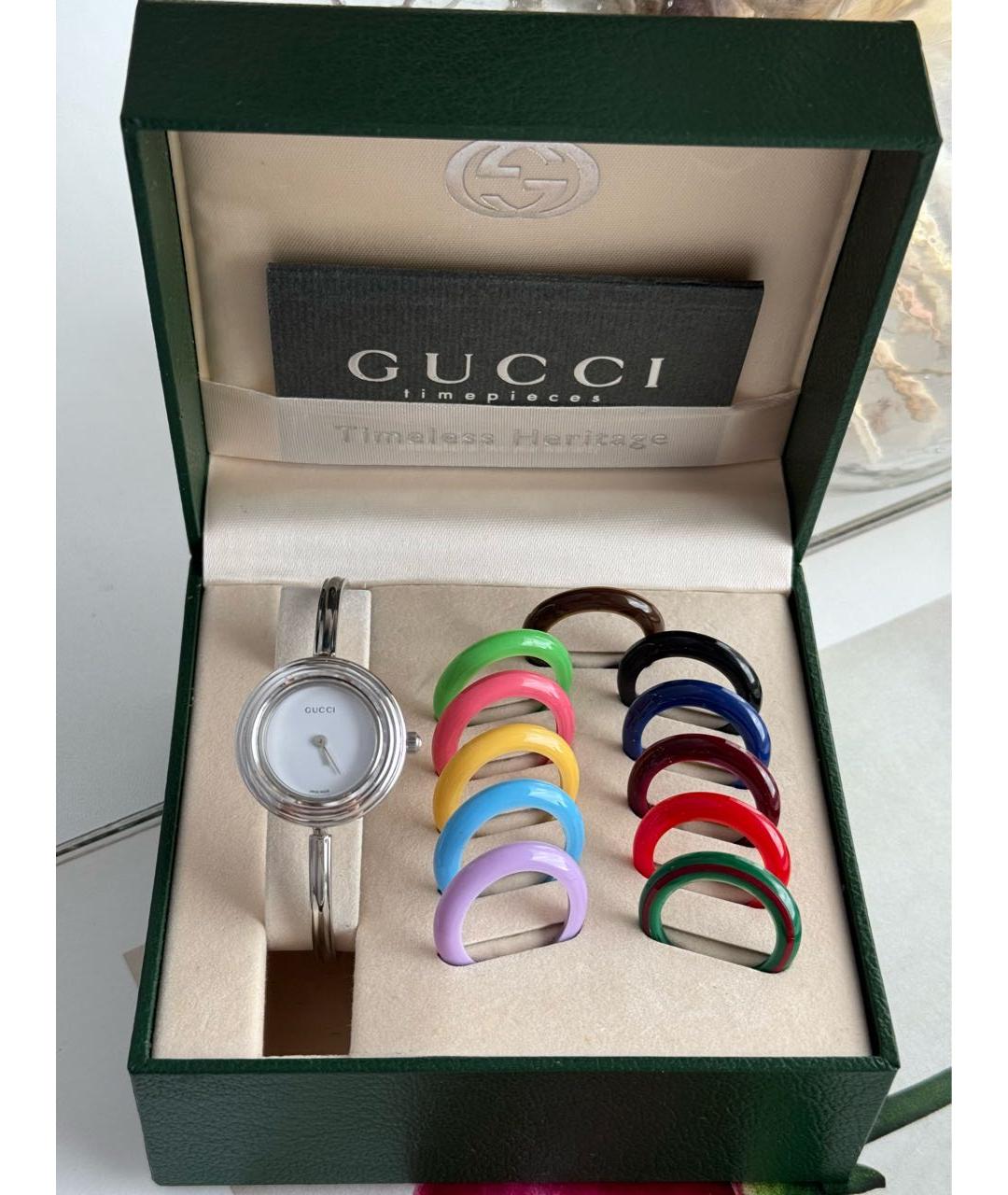 GUCCI Серебряные металлические часы, фото 4