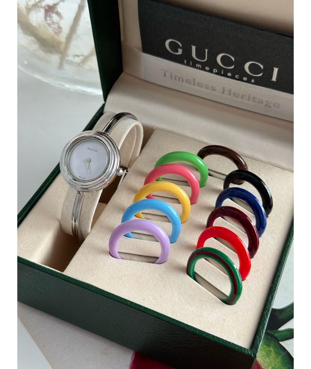 GUCCI Серебряные металлические часы, фото 3