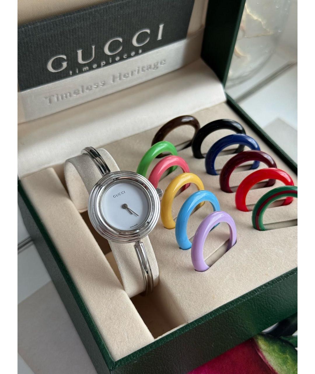 GUCCI Серебряные металлические часы, фото 2