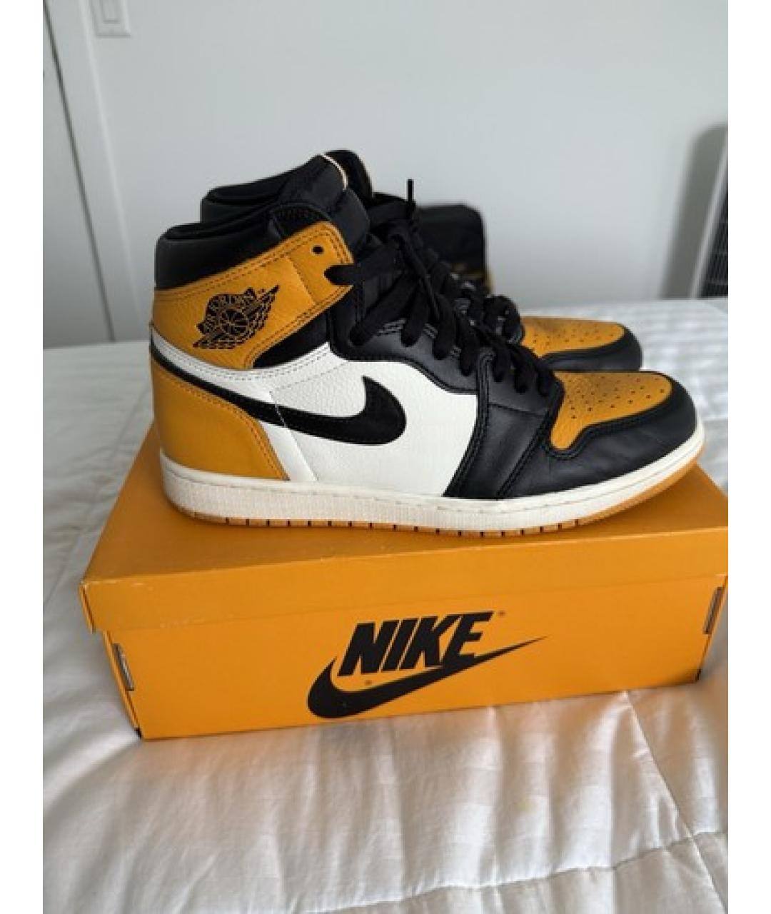 NIKE Желтые кожаные высокие кроссовки / кеды, фото 3