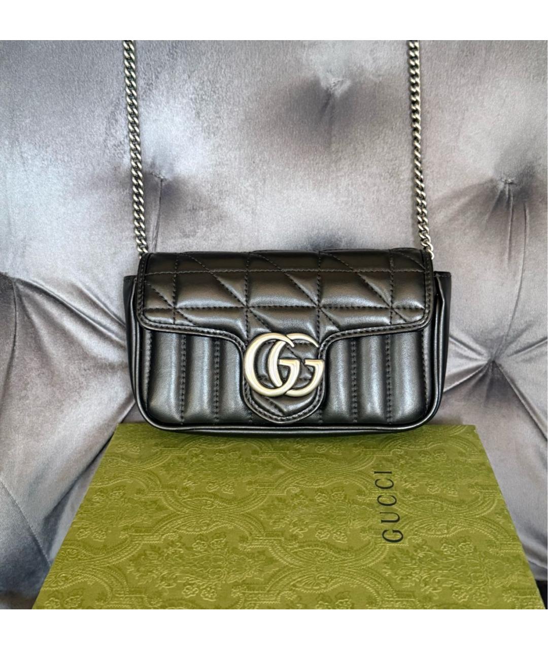 GUCCI Черная кожаная сумка через плечо, фото 5